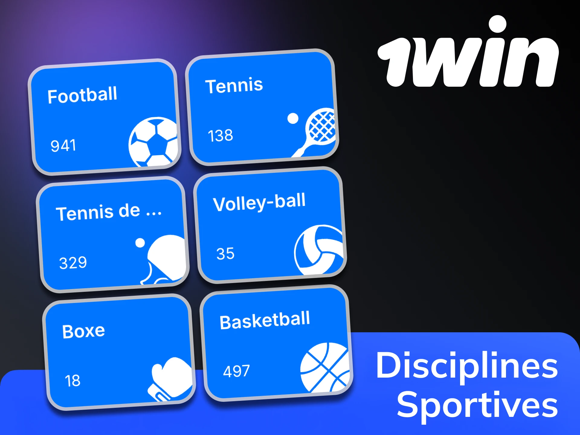 1win propose de parier sur les sports et les compétitions les plus populaires.