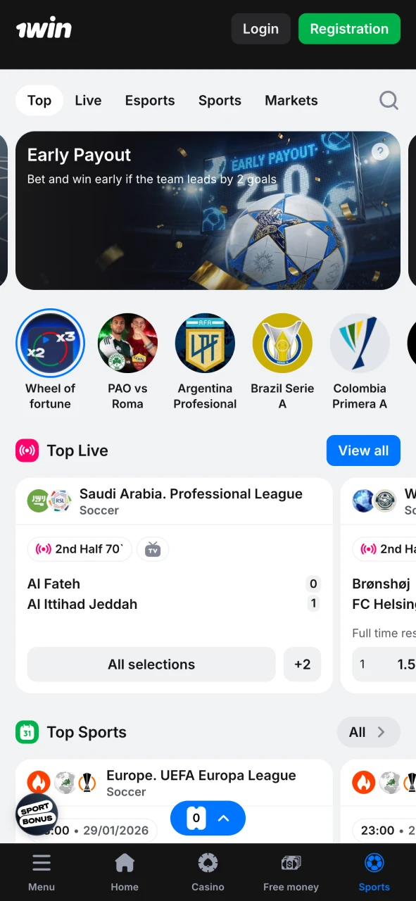 Start betting on sports on 1Win mobile app.