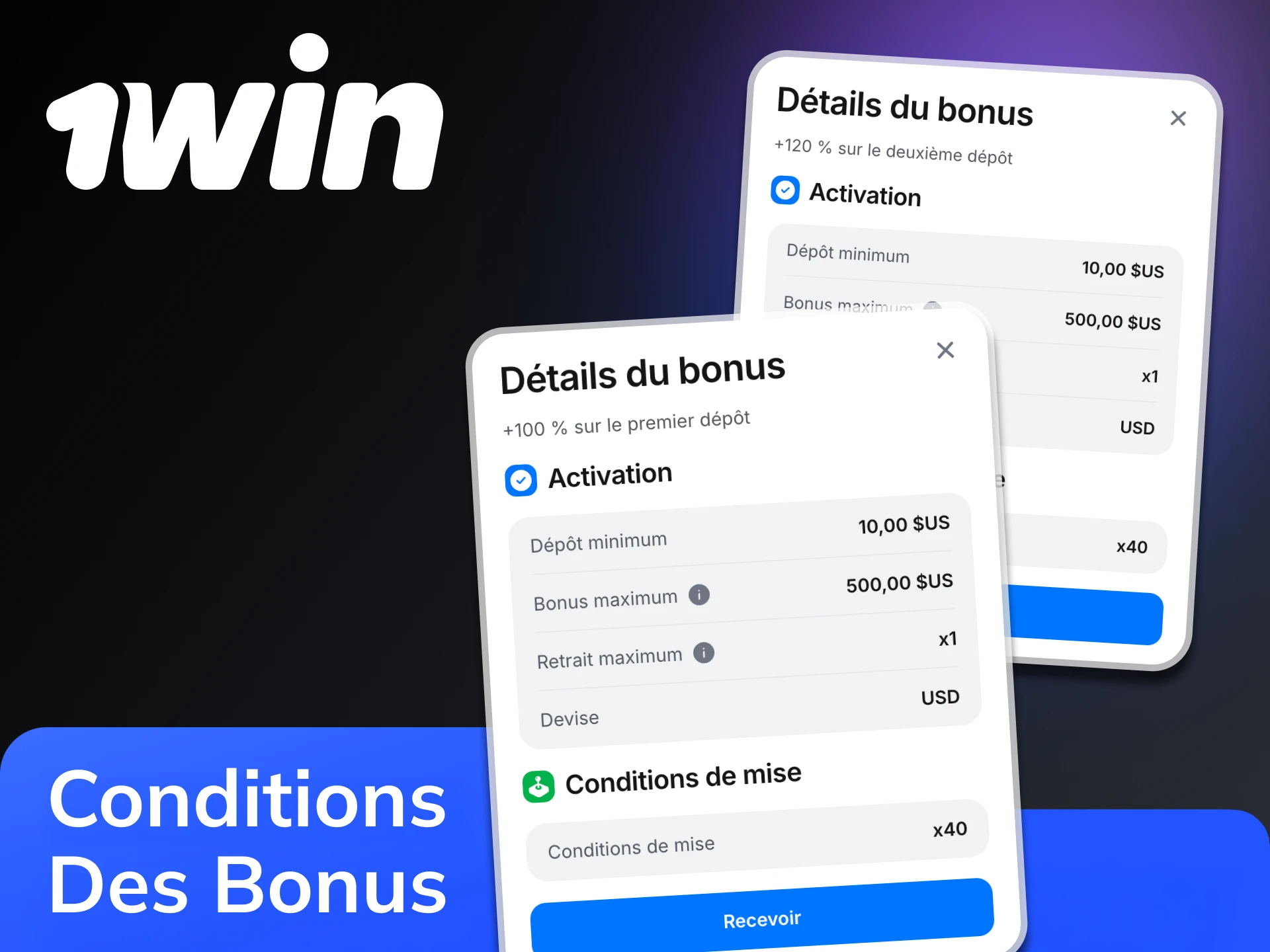 Respectez les conditions de mise du bonus 1Win avant de procéder au retrait.