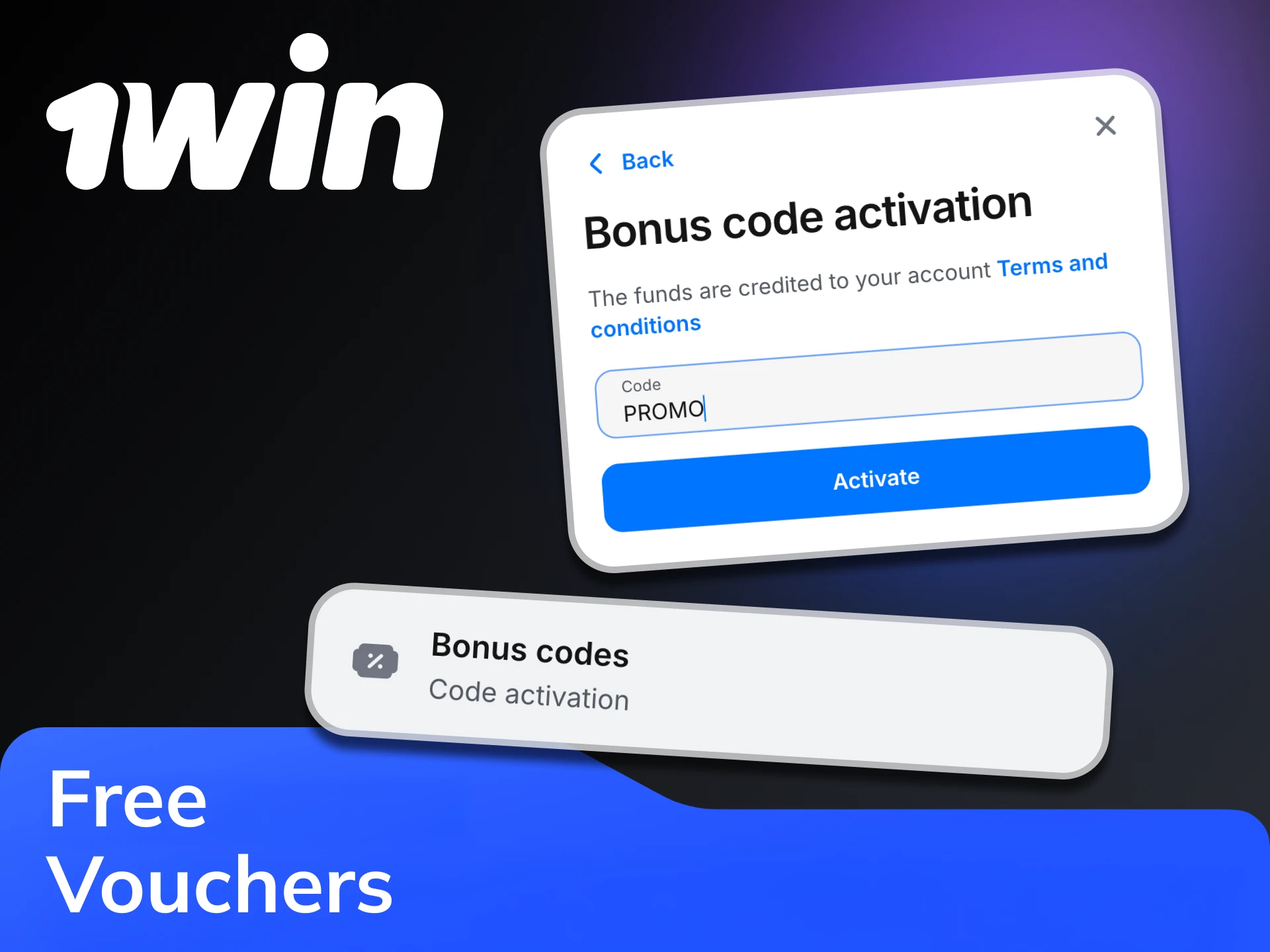 Find promo codes on 1win official social communities.