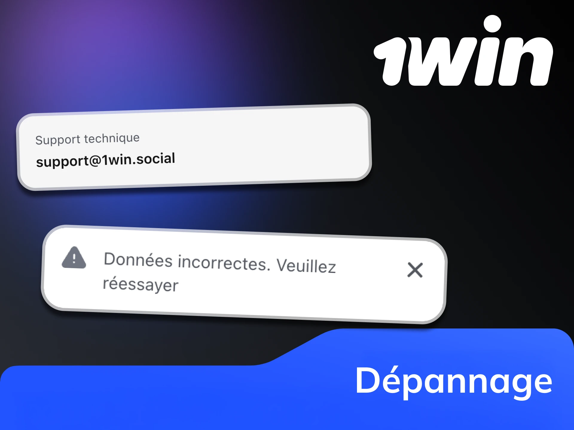 Si vous rencontrez des difficultés lors de l'inscription, contactez le service d'assistance 1Win.